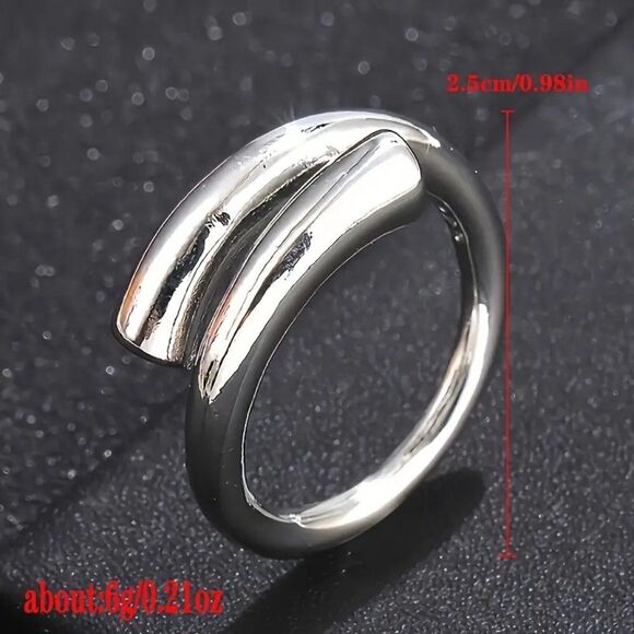 Stylish Silver Plated Geometric Ring Minimalist Modern Alloy Silver - Picture 2 of 5